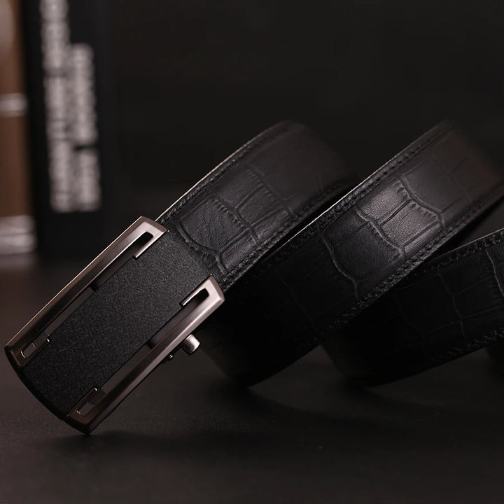 Belts For Men Strap Quality Genuine Leather Belt Men Automatic Buckle Black Belts Cummerbunds Cinturon Hombre Drop Shipping