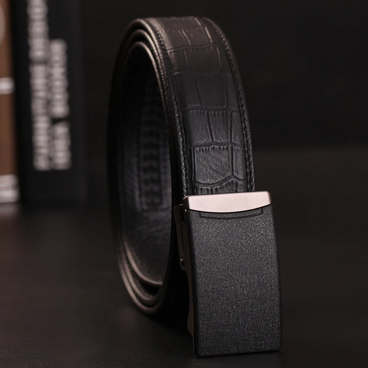 Belts For Men Strap Quality Genuine Leather Belt Men Automatic Buckle Black Belts Cummerbunds Cinturon Hombre Drop Shipping