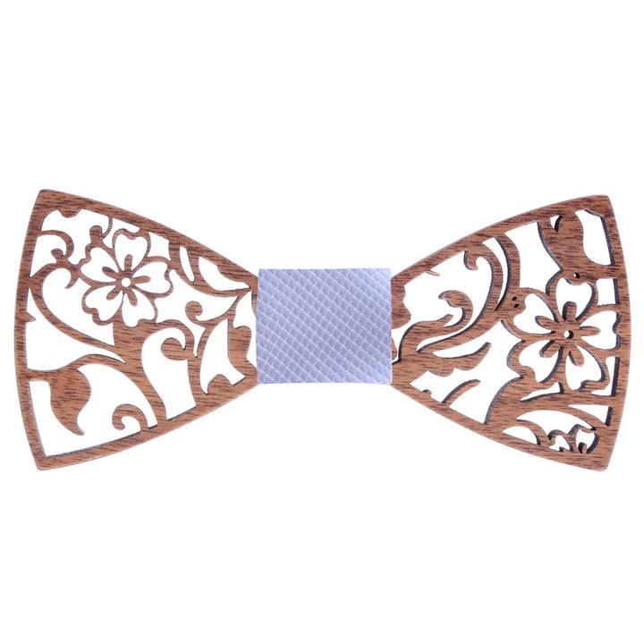 Fashion Novelty Walnut Wooden Bow Tie Mens Fashion Floral Hollow Carved Wood Bowtie Suit Wedding Party Handmade Cravat Neck Ties