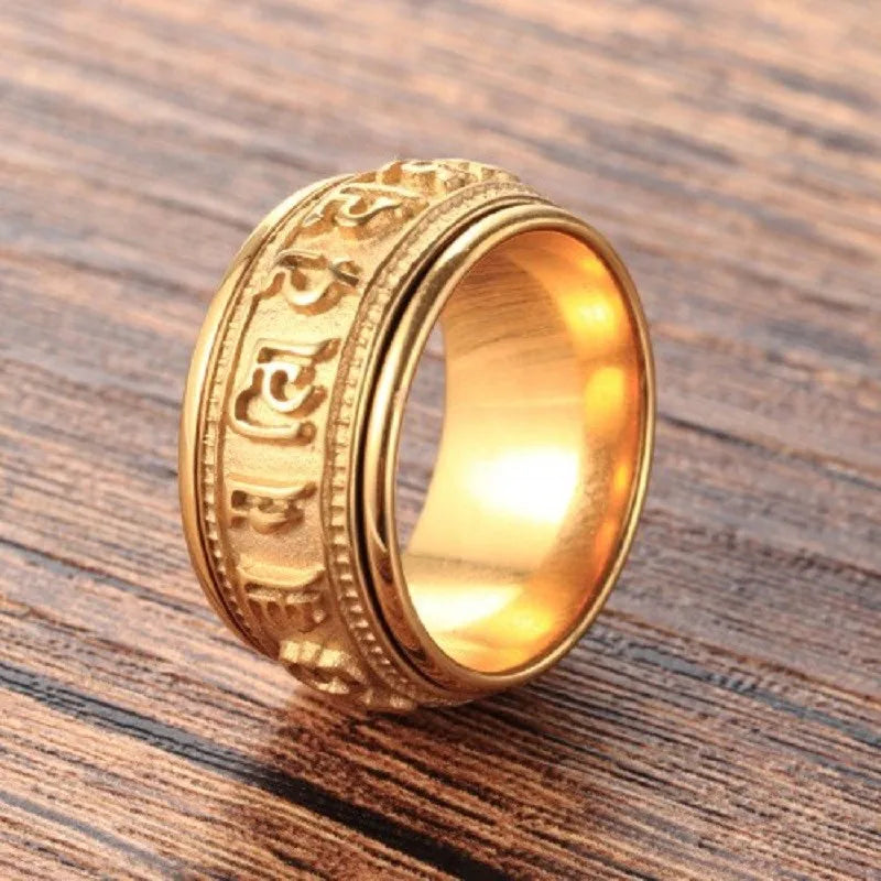 Rotatable Mantra Titanium Ring