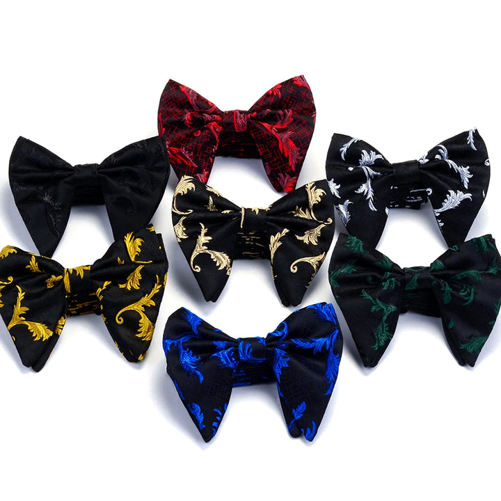 New Big Bow Ties Men's Novelty Floral Bowtie Red Black Solid Fashion Flowers Bow Ties For Men Wedding Accessories