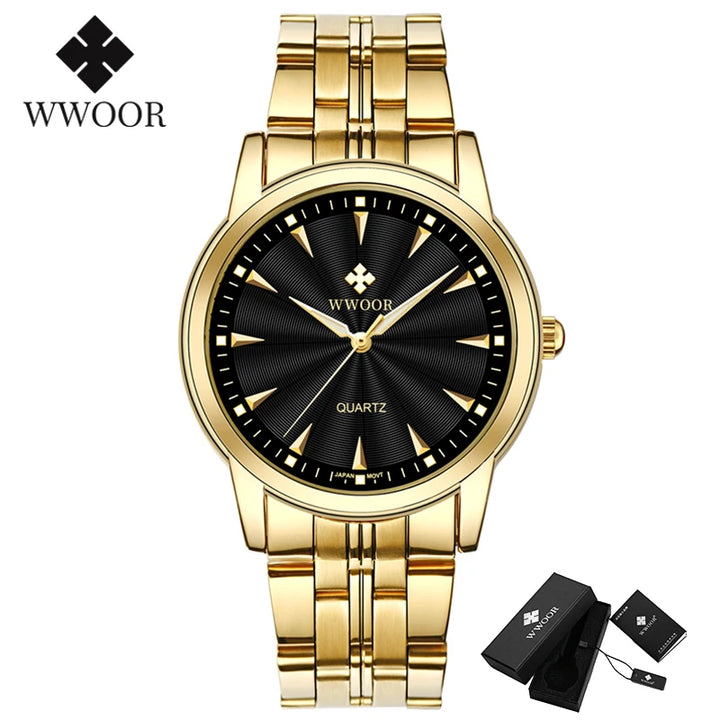Luxury Men’s Watch – WWOOR Stainless Steel Waterproof Timepiece