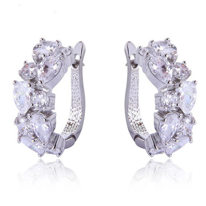 GoldenSpark™ – Clear CZ Zircon Round Stud Earrings for Women