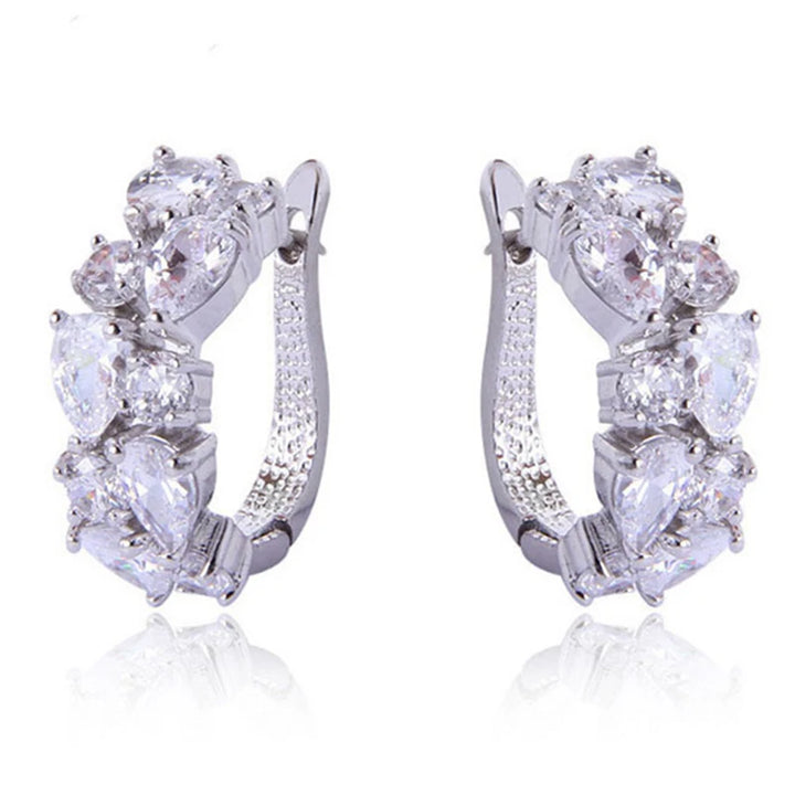 GoldenSpark™ – Clear CZ Zircon Round Stud Earrings for Women