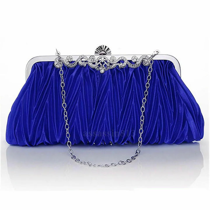 Radiance Crystal Clutch – Chic Prom Purse with Ruffle Detail and Chain Strap