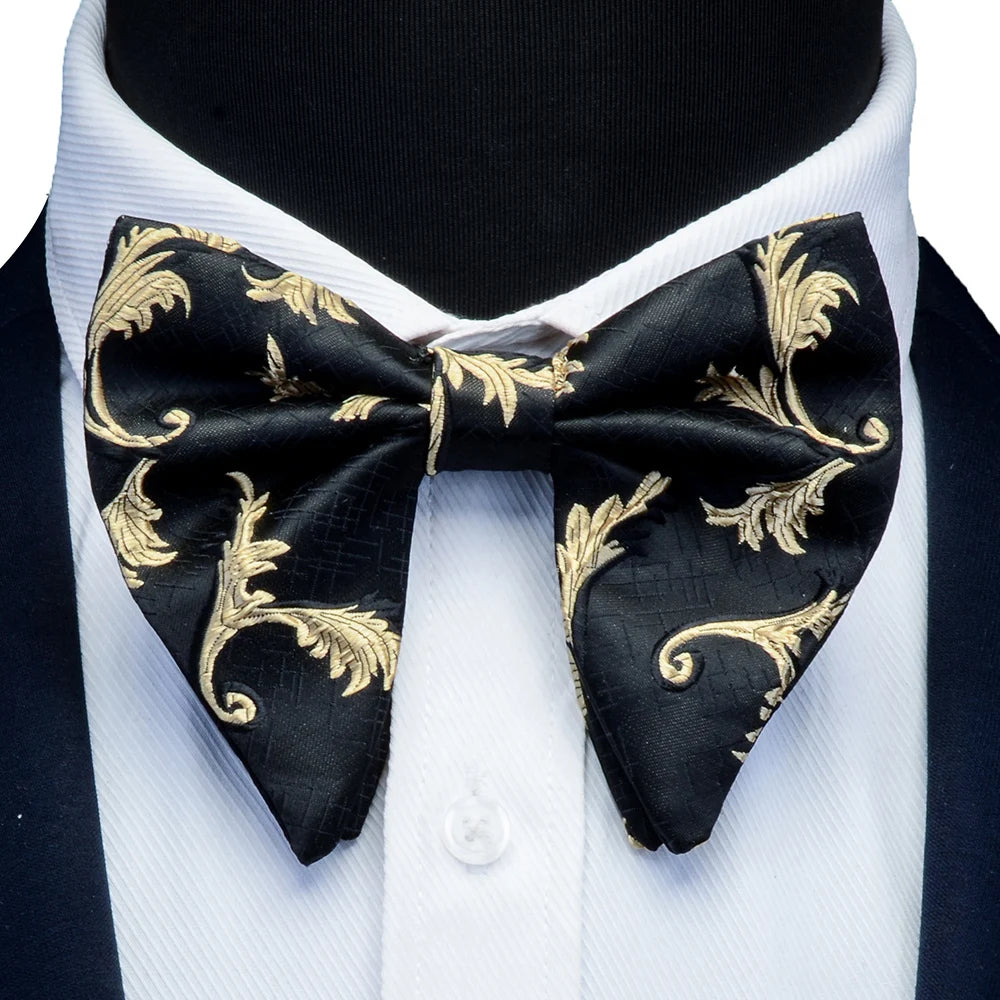 New Big Bow Ties Men's Novelty Floral Bowtie Red Black Solid Fashion Flowers Bow Ties For Men Wedding Accessories