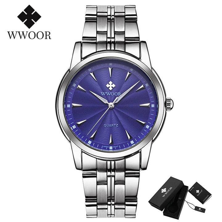 Luxury Men’s Watch – WWOOR Stainless Steel Waterproof Timepiece