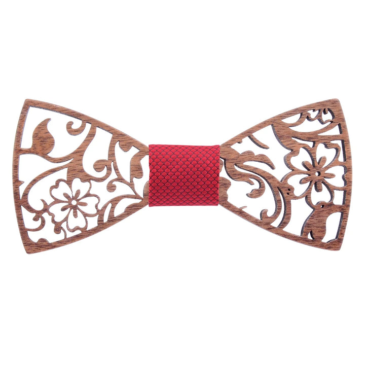 Fashion Novelty Walnut Wooden Bow Tie Mens Fashion Floral Hollow Carved Wood Bowtie Suit Wedding Party Handmade Cravat Neck Ties