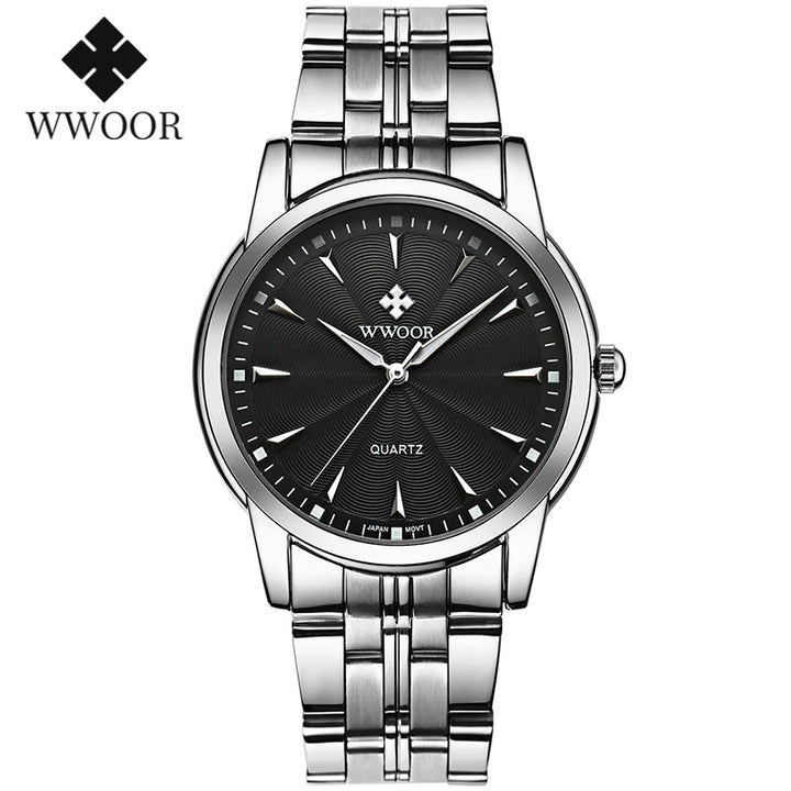 Luxury Men’s Watch – WWOOR Stainless Steel Waterproof Timepiece