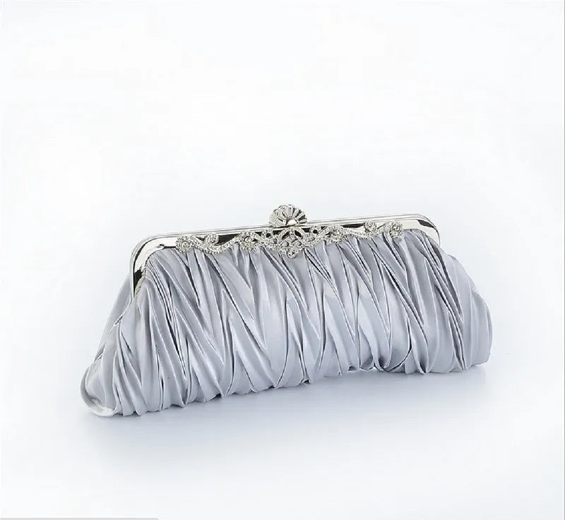 Radiance Crystal Clutch – Chic Prom Purse with Ruffle Detail and Chain Strap