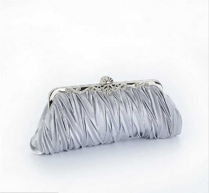 Radiance Crystal Clutch – Chic Prom Purse with Ruffle Detail and Chain Strap