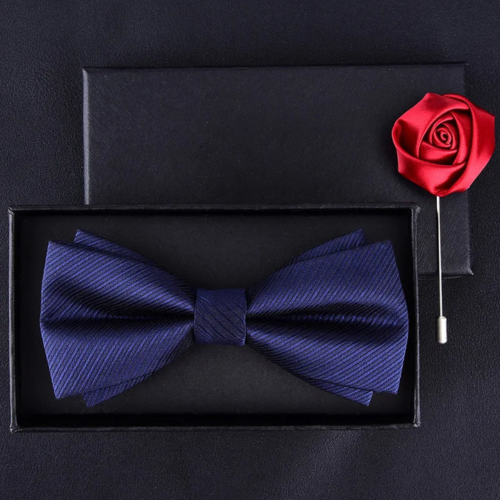 Bow Tie Men Groom Formal Suit Wine Red Wedding Best Man Black Bow Tide