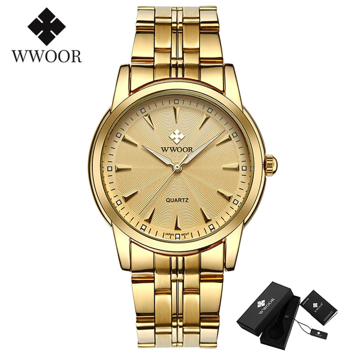 Luxury Men’s Watch – WWOOR Stainless Steel Waterproof Timepiece
