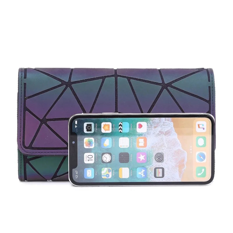 Long Geometric Clutch Wallet – Three-Fold Wallet & Card Holder for Women