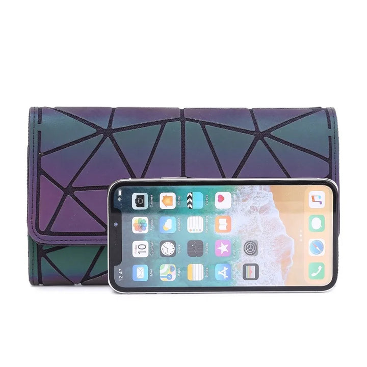 Long Geometric Clutch Wallet – Three-Fold Wallet & Card Holder for Women