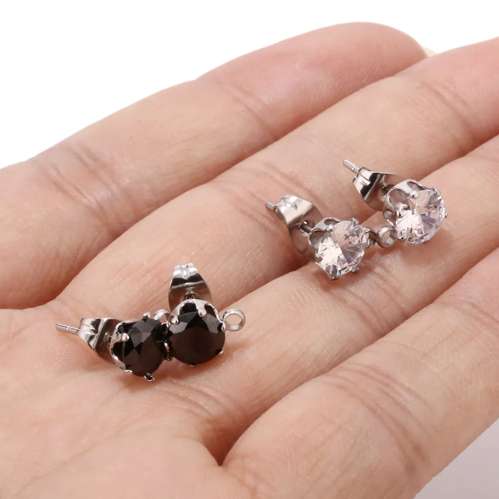 Gold Tone Earring Hooks with CZ Studs