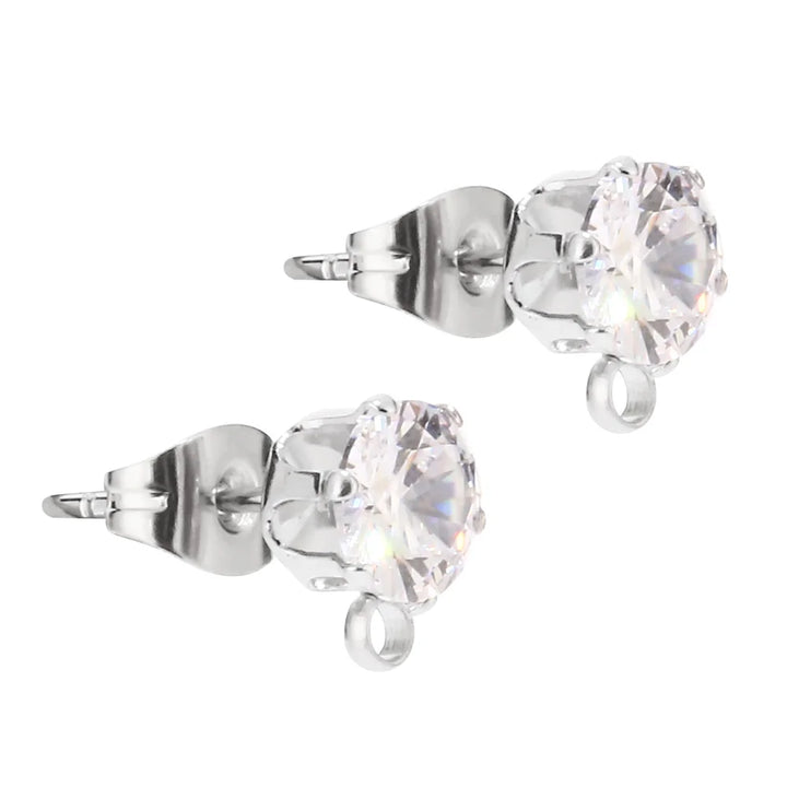 Gold Tone Earring Hooks with CZ Studs