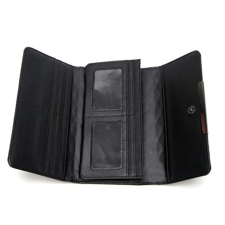 Long Geometric Clutch Wallet – Three-Fold Wallet & Card Holder for Women