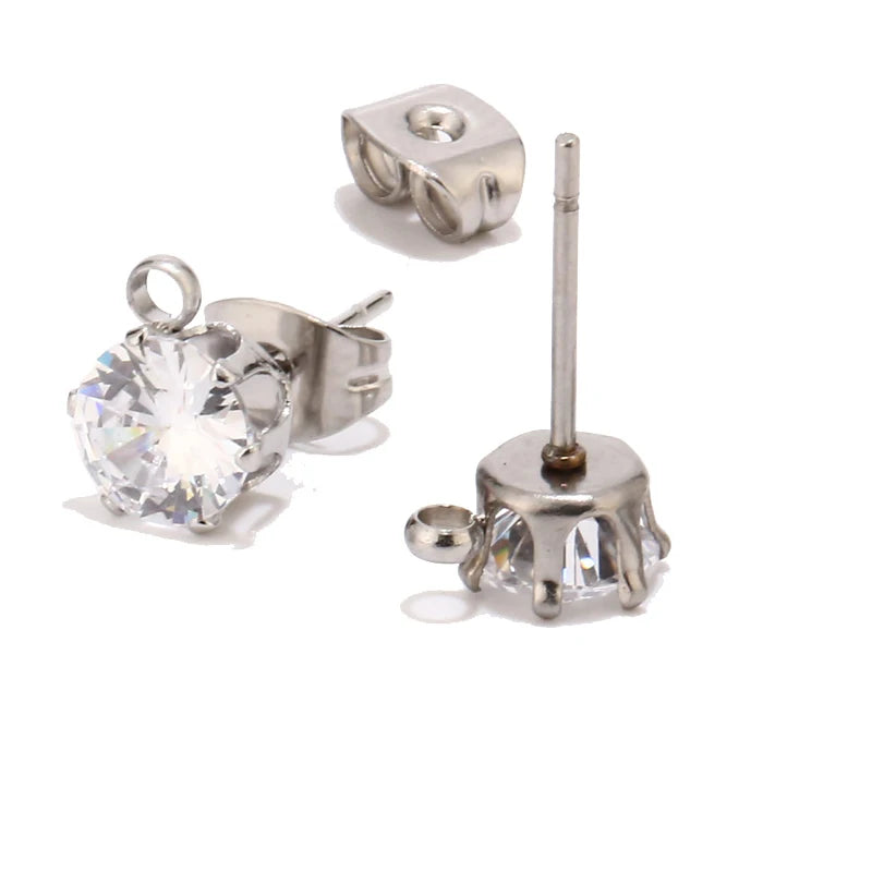 Gold Tone Earring Hooks with CZ Studs