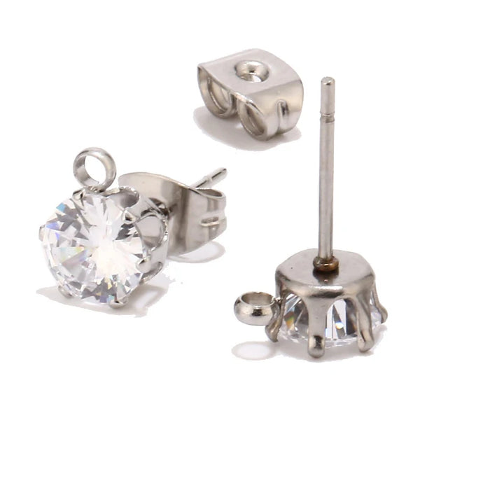 Gold Tone Earring Hooks with CZ Studs