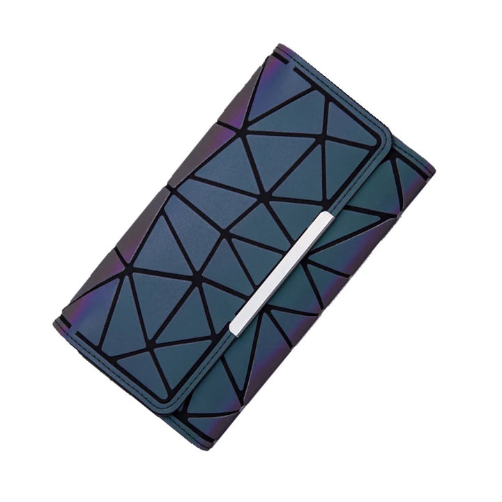 Long Geometric Clutch Wallet – Three-Fold Wallet & Card Holder for Women