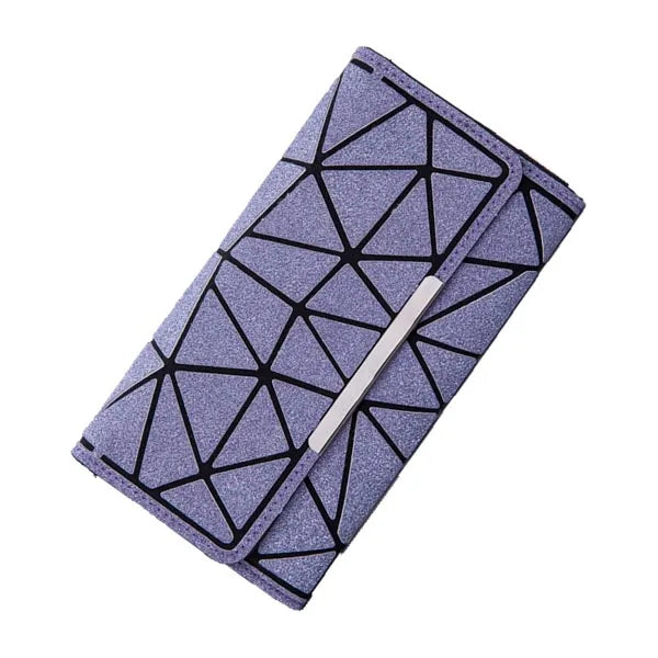 Long Geometric Clutch Wallet – Three-Fold Wallet & Card Holder for Women