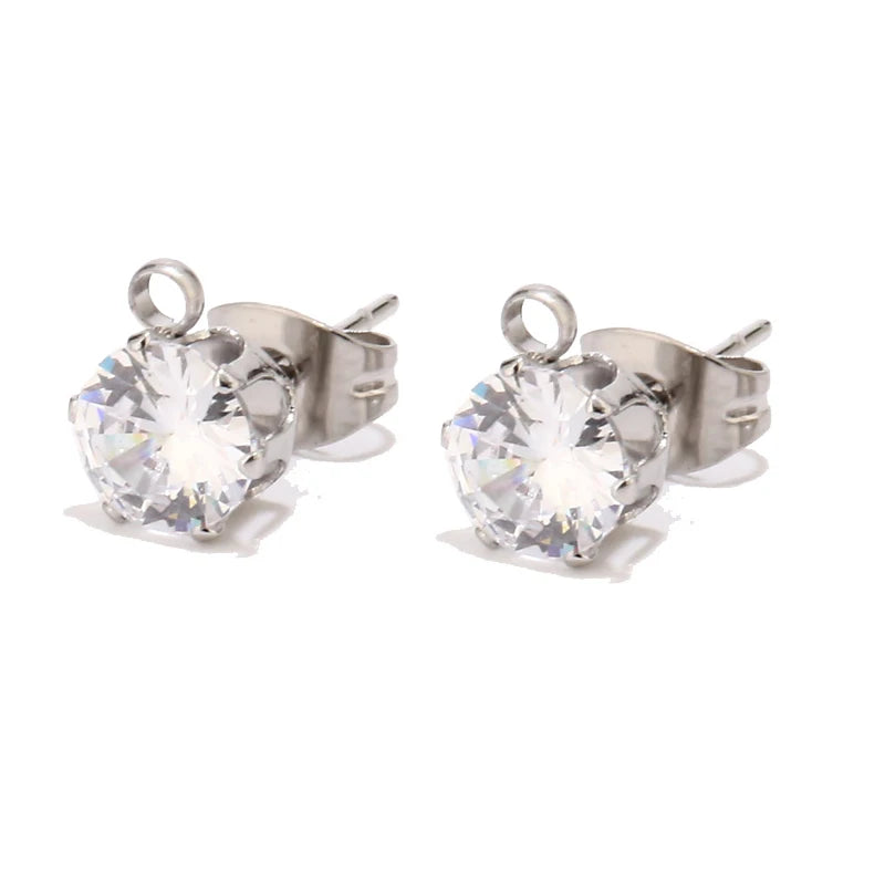 Gold Tone Earring Hooks with CZ Studs