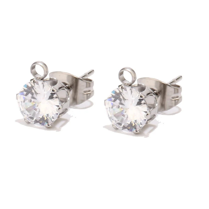 Gold Tone Earring Hooks with CZ Studs