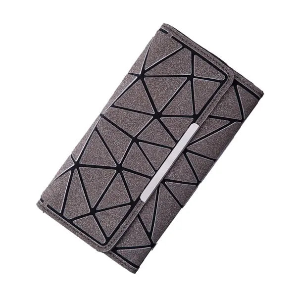 Long Geometric Clutch Wallet – Three-Fold Wallet & Card Holder for Women