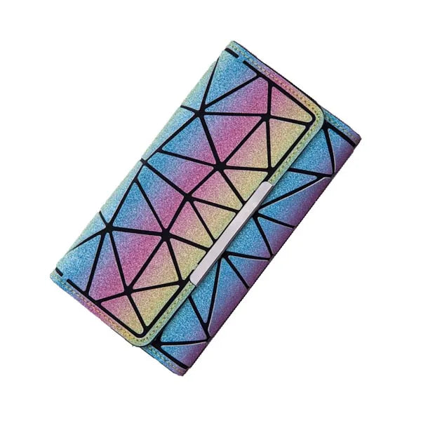 Long Geometric Clutch Wallet – Three-Fold Wallet & Card Holder for Women