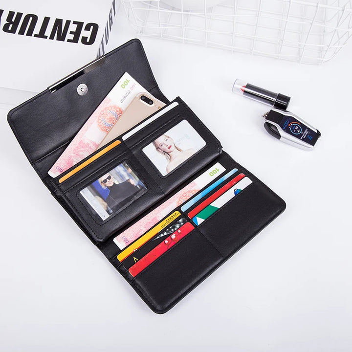 Long Geometric Clutch Wallet – Three-Fold Wallet & Card Holder for Women