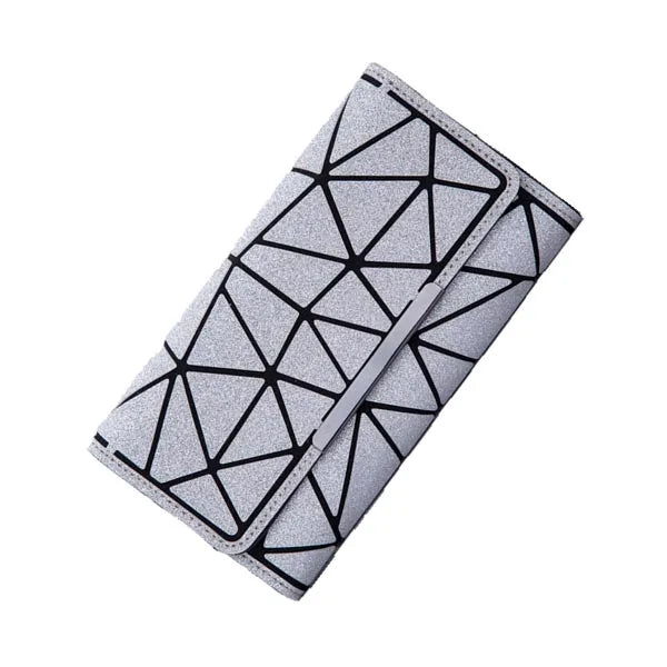 Long Geometric Clutch Wallet – Three-Fold Wallet & Card Holder for Women