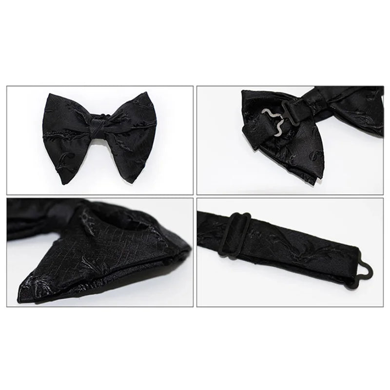 New Big Bow Ties Men's Novelty Floral Bowtie Red Black Solid Fashion Flowers Bow Ties For Men Wedding Accessories