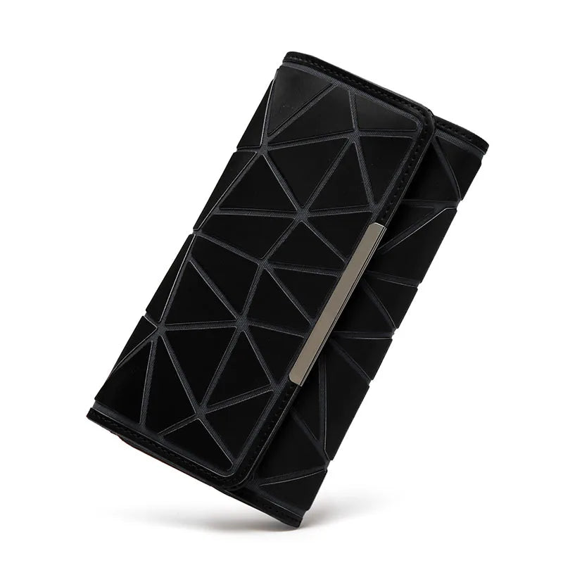Long Geometric Clutch Wallet – Three-Fold Wallet & Card Holder for Women