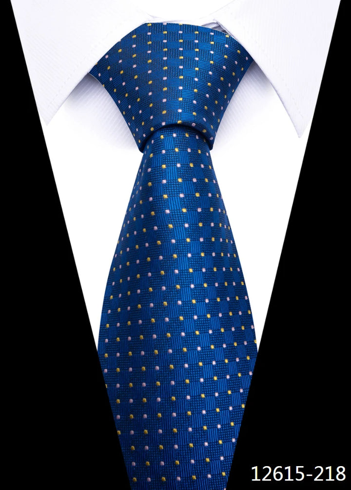Tie Gravatas Fashion Wholesale Woven 8 cm Necktie Wedding Accessories Blue Man Dot Fit Group Party Office