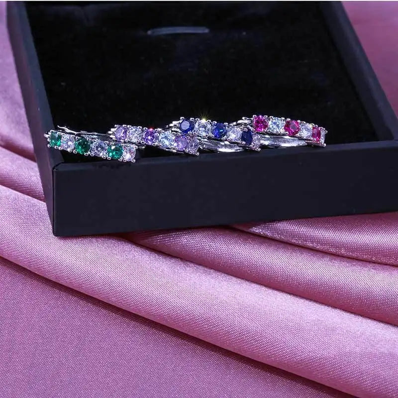 GoldenSpark™ – Clear CZ Zircon Round Stud Earrings for Women