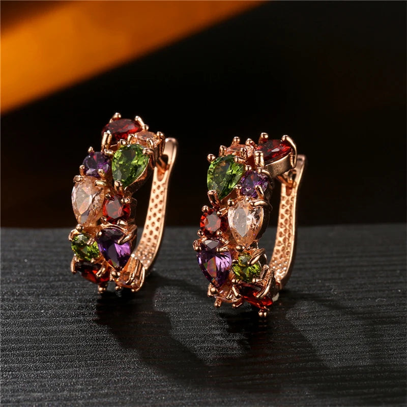 GoldenSpark™ – Clear CZ Zircon Round Stud Earrings for Women