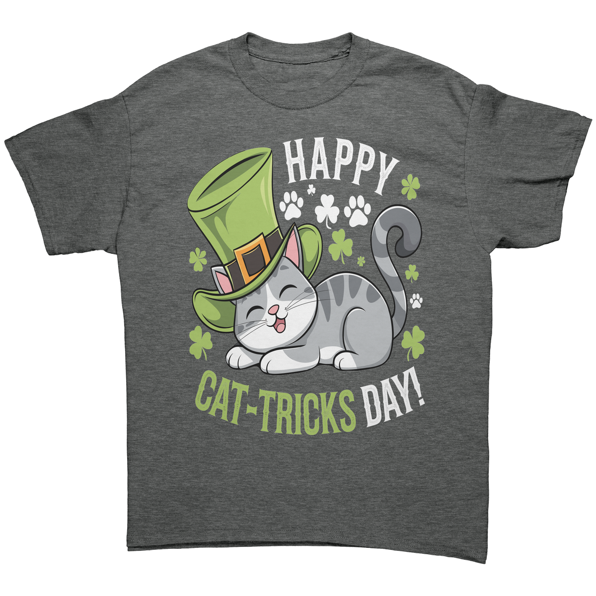 Happy_Cat-Tricks_Day_Gildan_Unisex_T-shi_Graphite_Heather_Front_Mockup.png