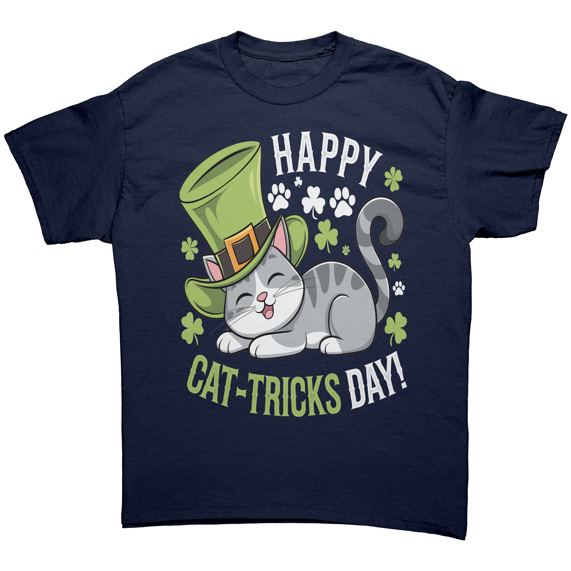 Happy_Cat-Tricks_Day_Gildan_Unisex_T-shi_Navy_Front_Mockup.png