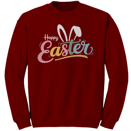 Happy_Easter_Bunny_Ears_Gildan_Crewneck__Antique_Cherry_Red_Mockup.png
