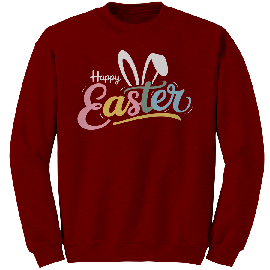 Happy_Easter_Bunny_Ears_Gildan_Crewneck__Antique_Cherry_Red_Mockup.png