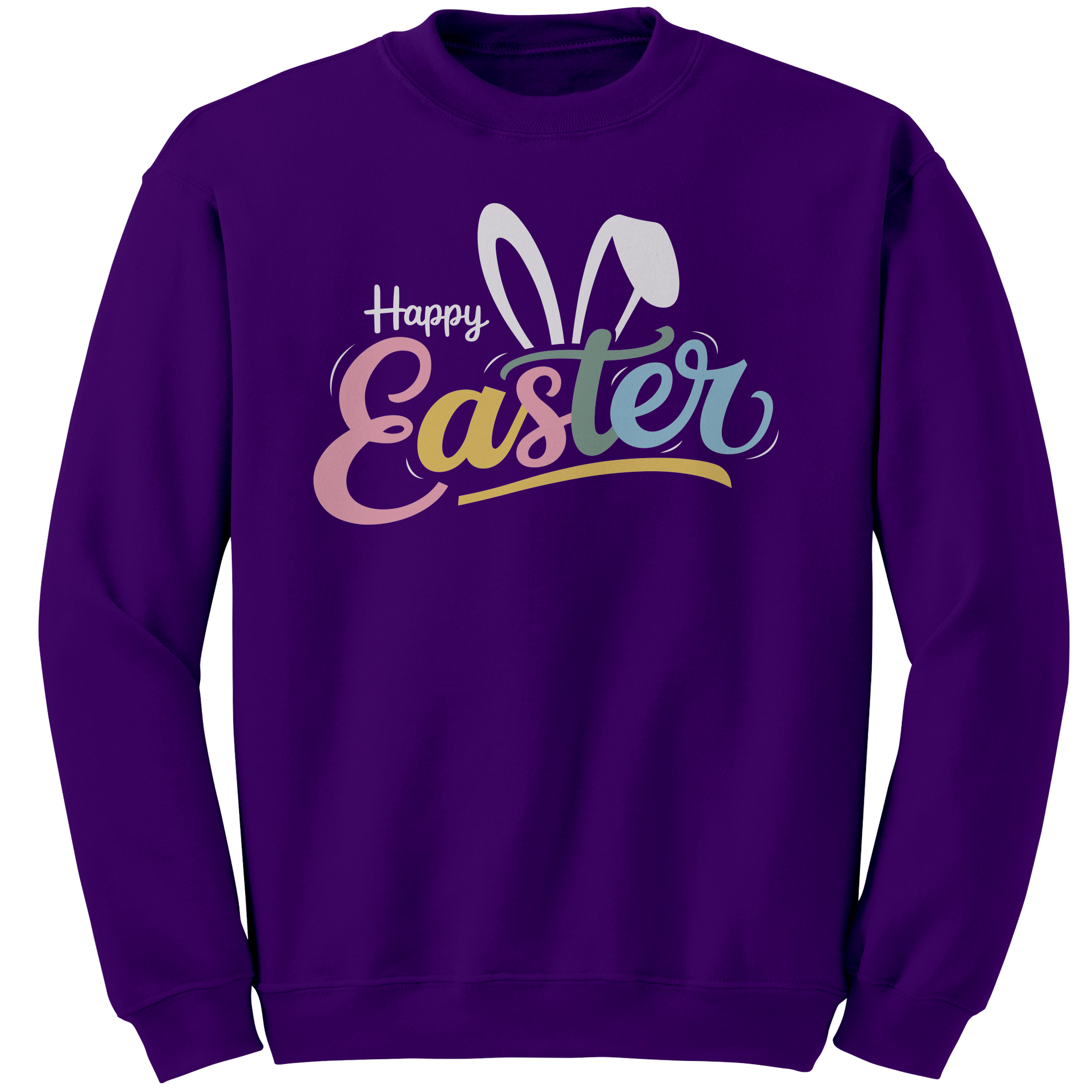 Happy_Easter_Bunny_Ears_Gildan_Crewneck__Purple_Front_Mockup.png