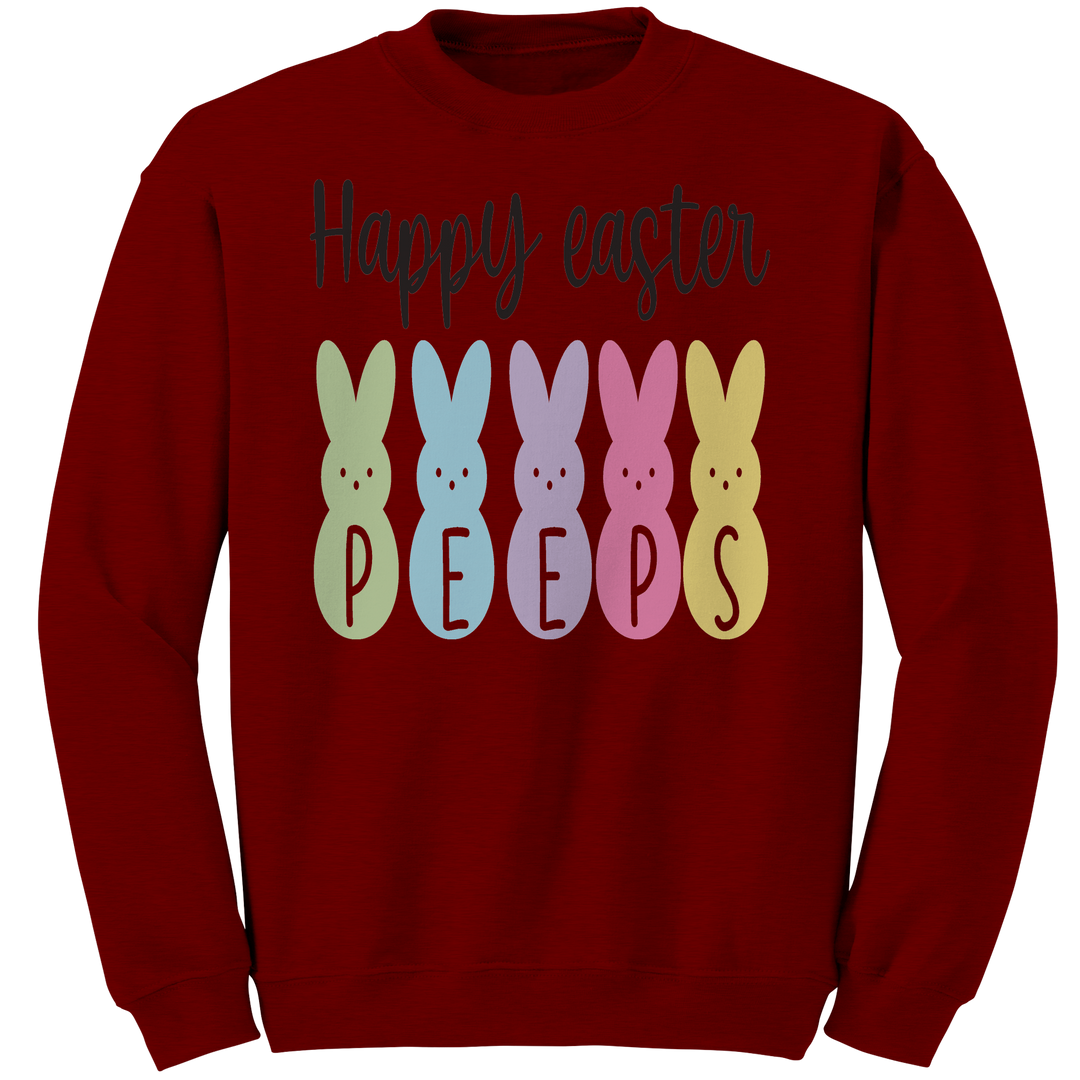 Happy_Easter_Peeps_Gildan_Crewneck_Sweat_Antique_Cherry_Red_Mockup.png