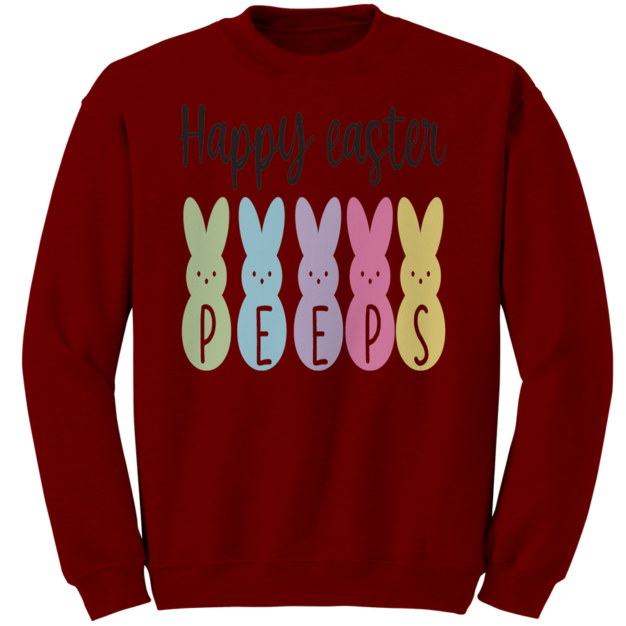 Happy_Easter_Peeps_Gildan_Crewneck_Sweat_Antique_Cherry_Red_Mockup.png