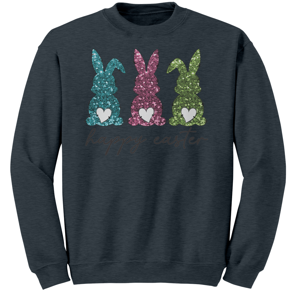 Happy_Easter_Sequin_Rabbits_Gildan_Crewn_Dark_Heather_Mockup.png