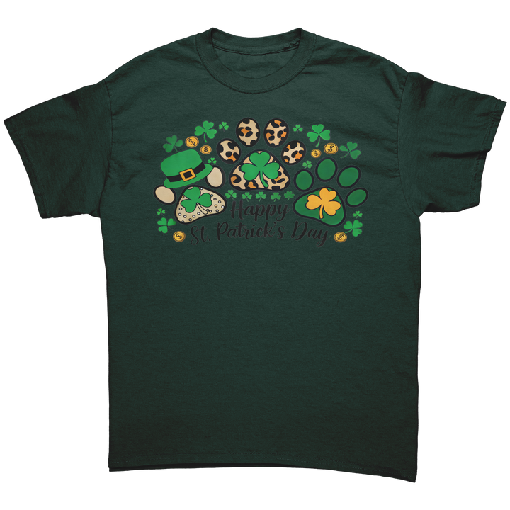 Happy_St_Patricks_Day_Gildan_Unisex_T-_Forest_Green_Mockup.png
