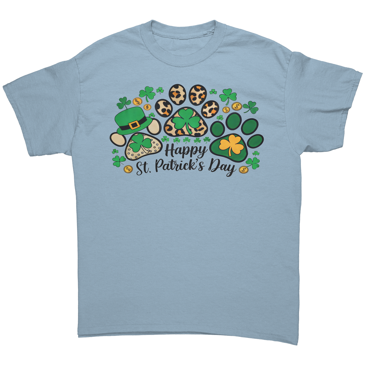 Happy_St_Patricks_Day_Gildan_Unisex_T-_Light_Blue_Front_Mockup.png