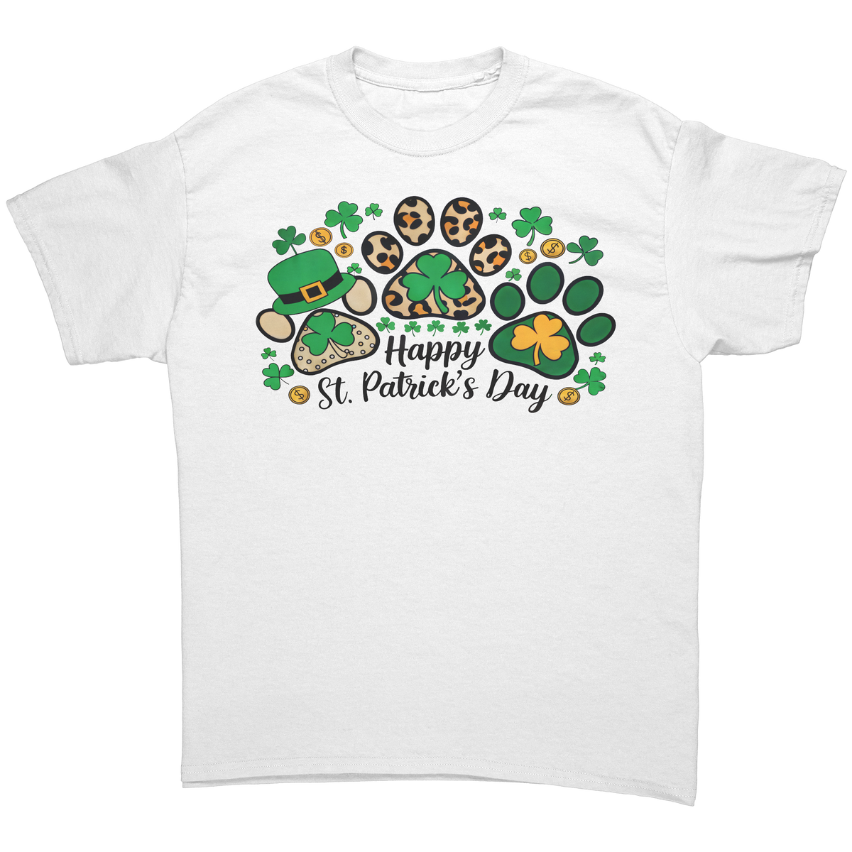 Happy_St_Patricks_Day_Gildan_Unisex_T-_White_Front_Mockup.png