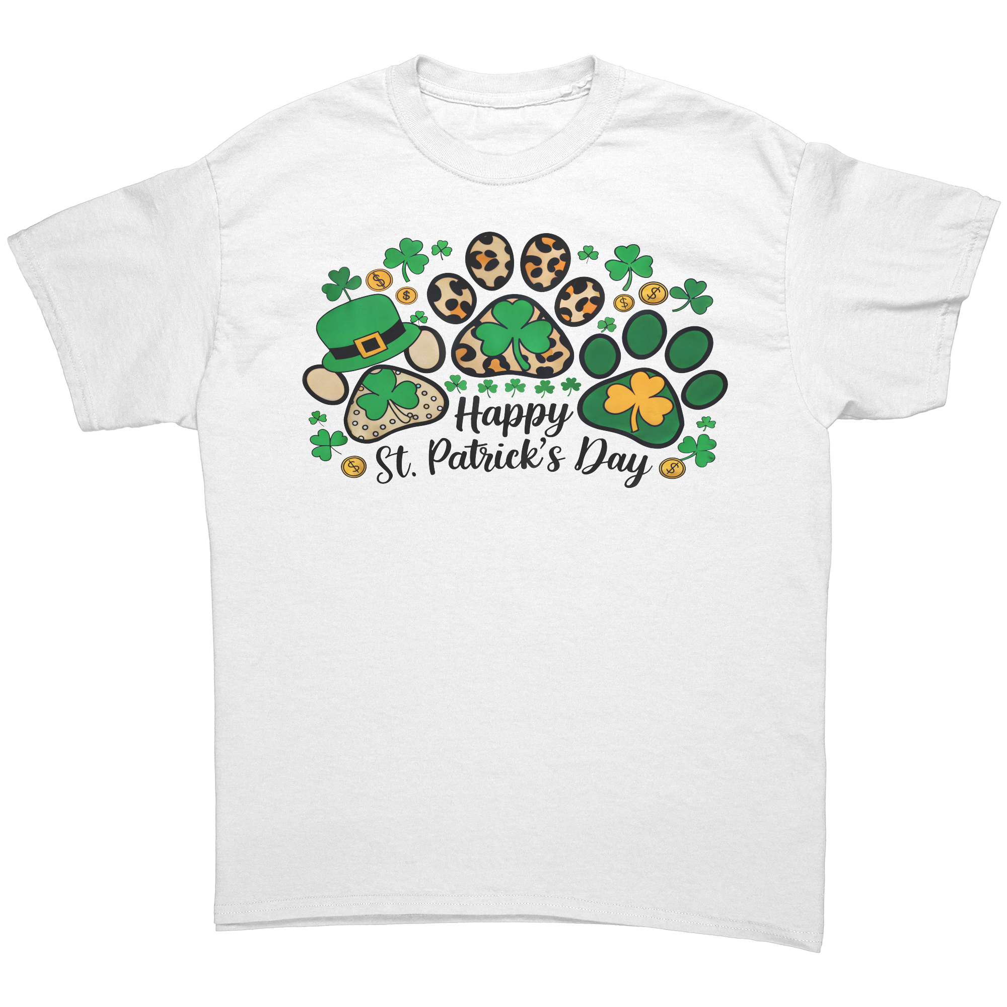 Happy_St_Patricks_Day_Gildan_Unisex_T-_White_Front_Mockup.png