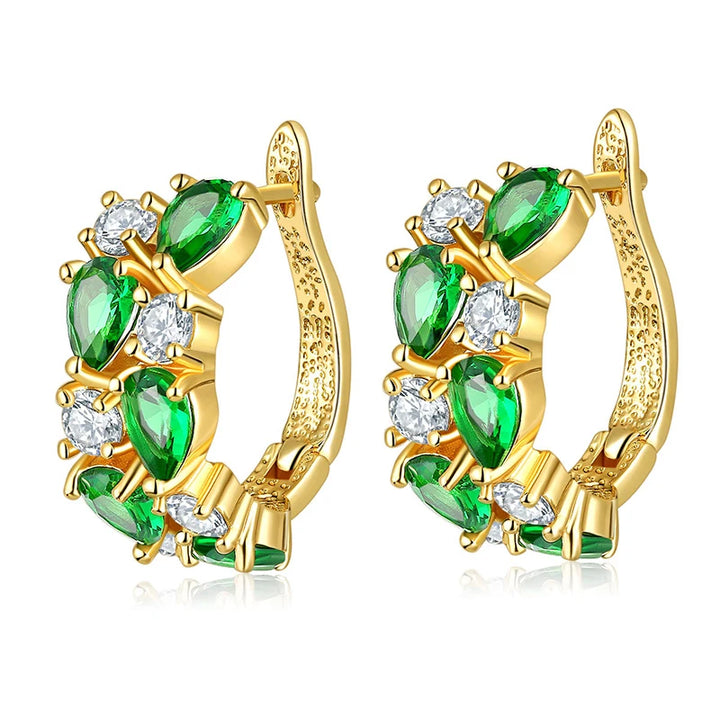 GoldenSpark™ – Clear CZ Zircon Round Stud Earrings for Women